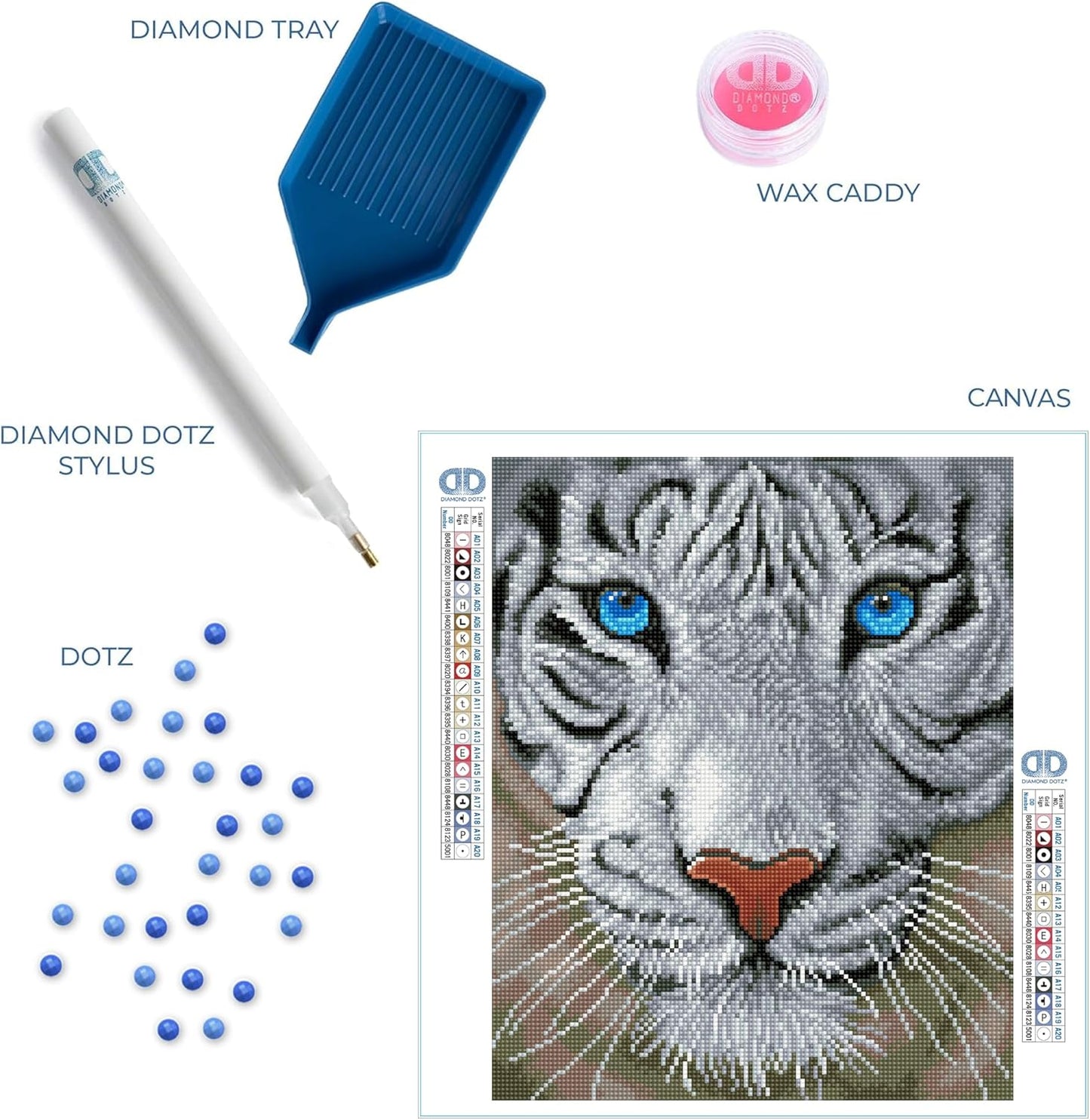 DD8.016 Diamond Painting Set weisser Tiger Magie, Weißer Tiger Magie