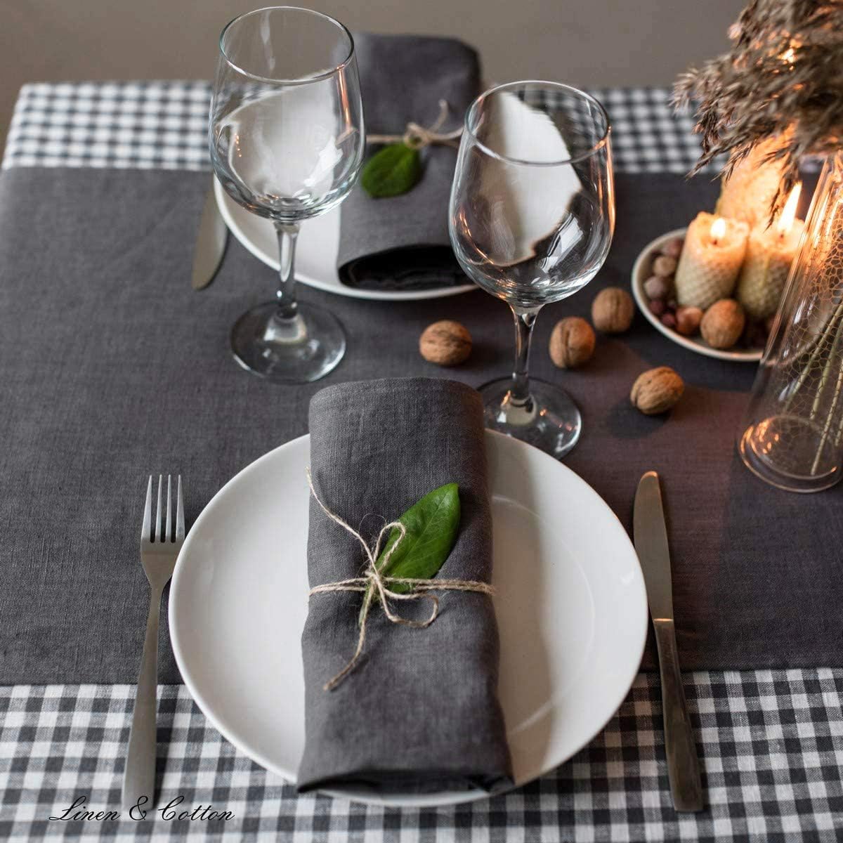4-teiliges Stoffservietten-Set Hygge, Grau Servietten - 32 x 32cm
