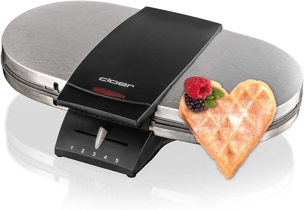 Doppelwaffeleisen für zwei Herzwaffeln, Edelstahl