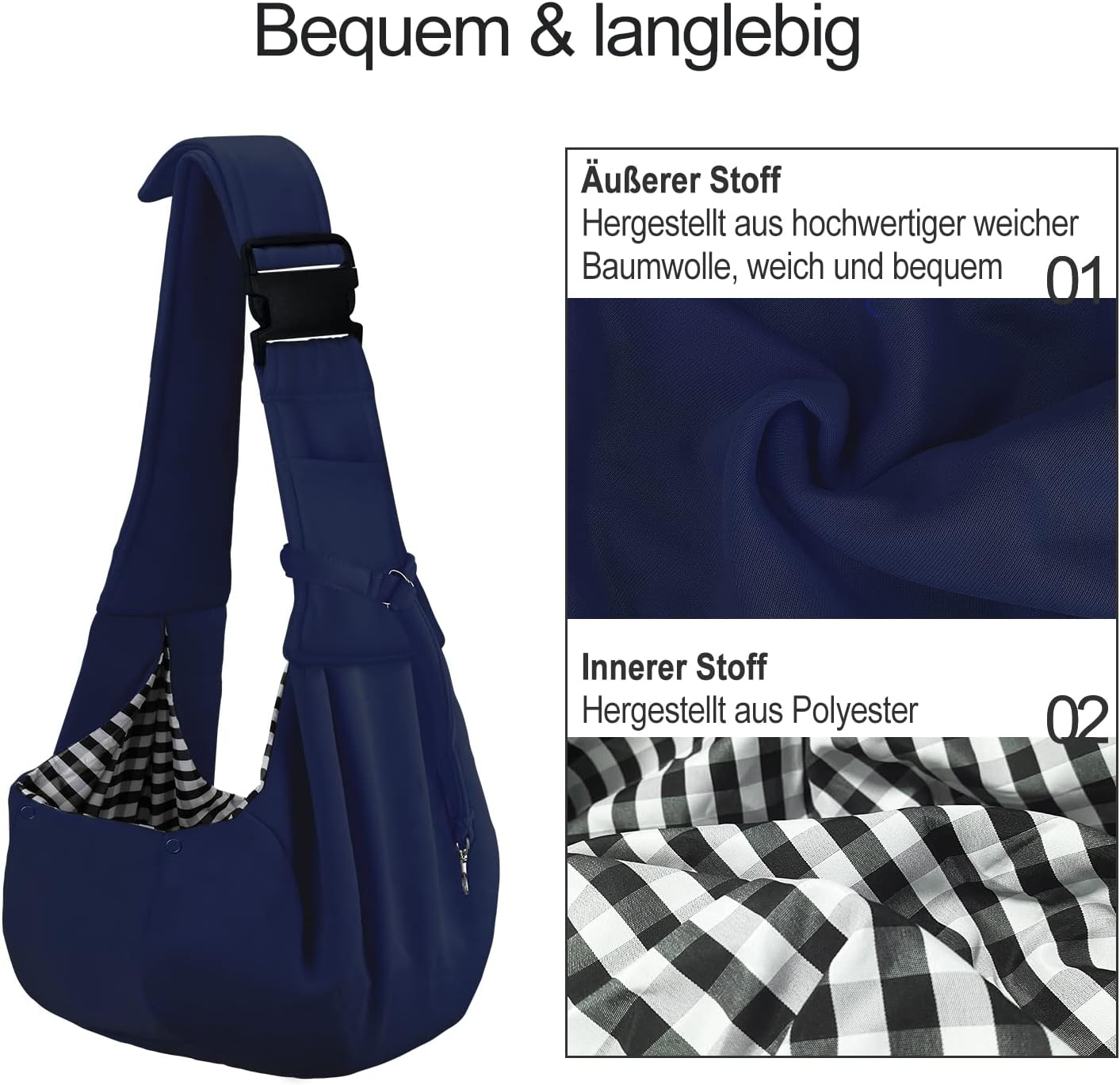 Hunde-Tragetuch, einstellbar & reversibel, Blau
