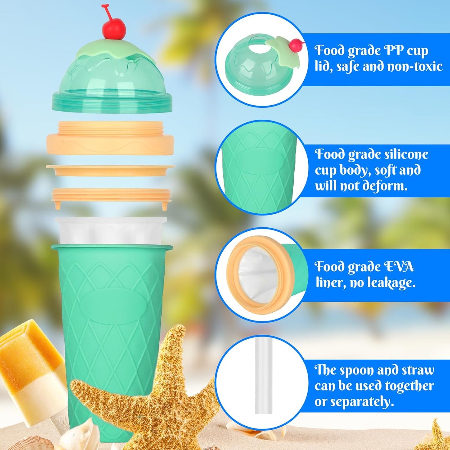 2er-Set Slush-Becher, Grün & Rosa