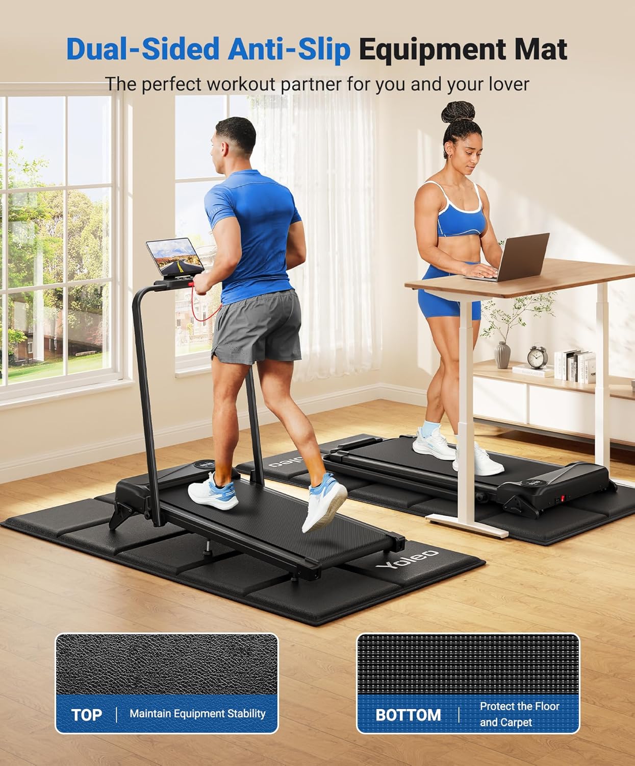 Faltbare Bodenschutzmatte für Fitnessgeräte 160x75 cm, Schwarz