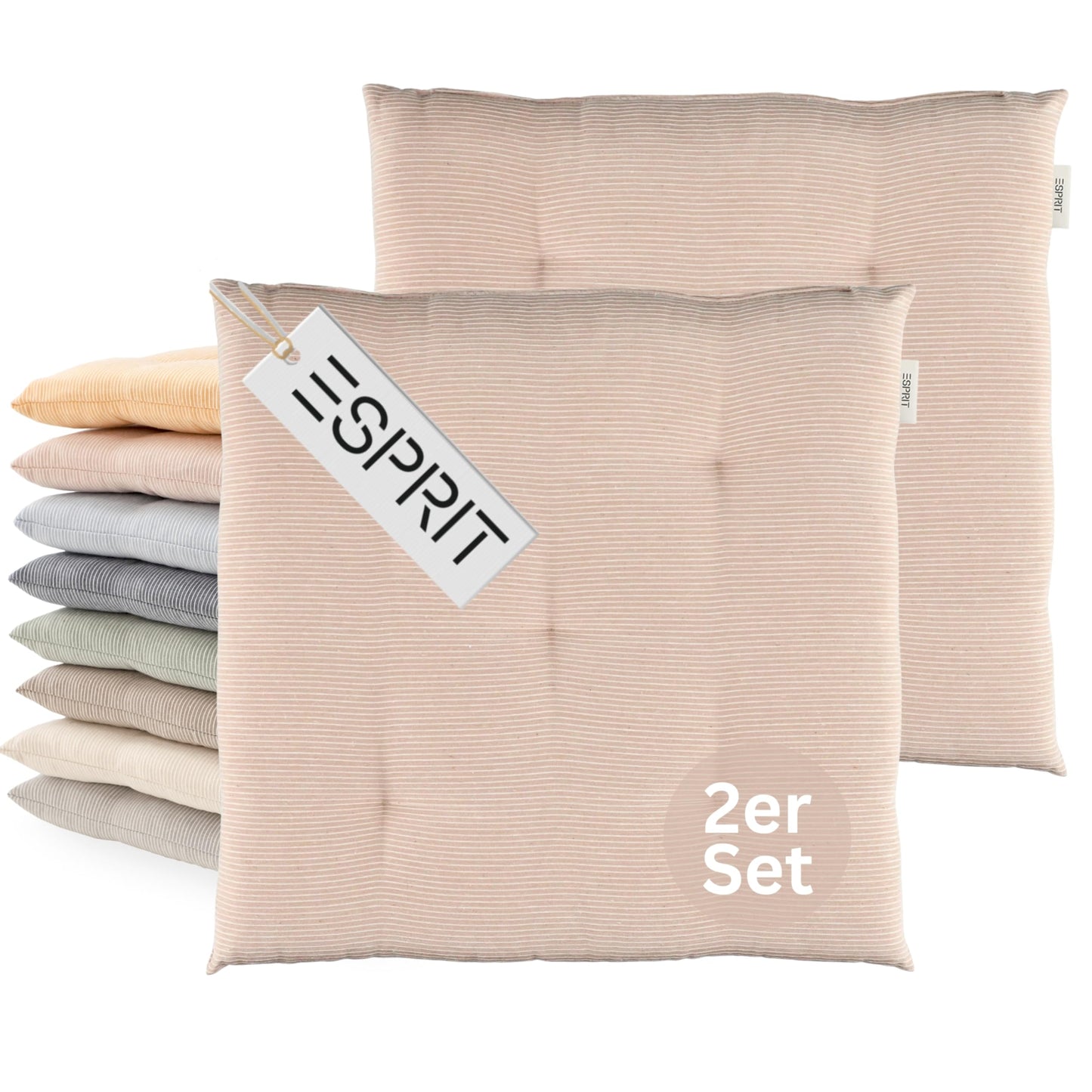 2er Set Sitzkissen 40x40 cm für Stuhl & Gartenmöbel, Rose 40 x 40 cm (2er Pack)
