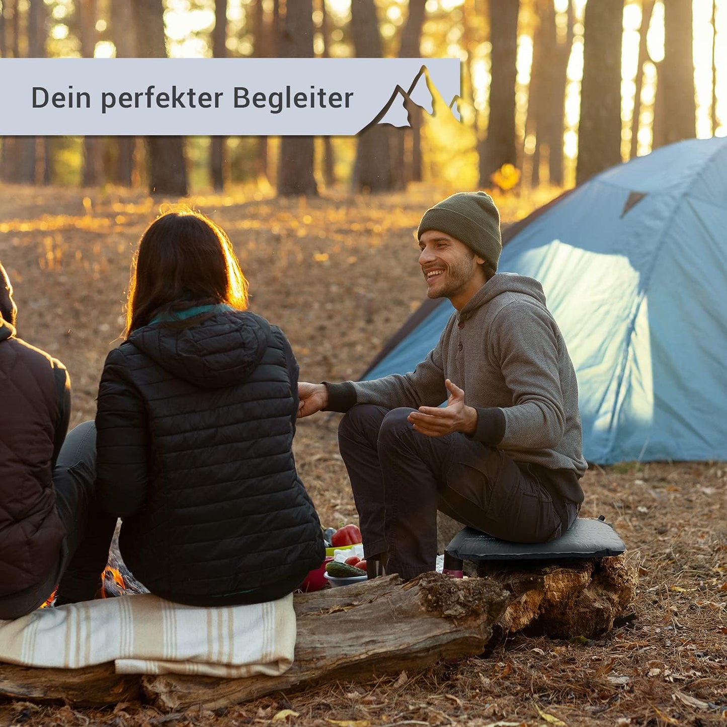 Selbstaufblasendes Camping-Sitzkissen, 40x30 cm, Grau 40 x 30 cm