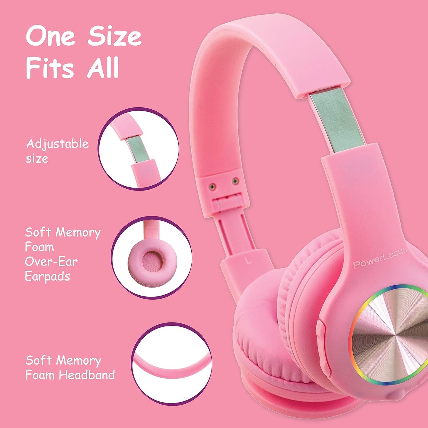 Kinderkopfhörer mit Bluetooth, Rosa