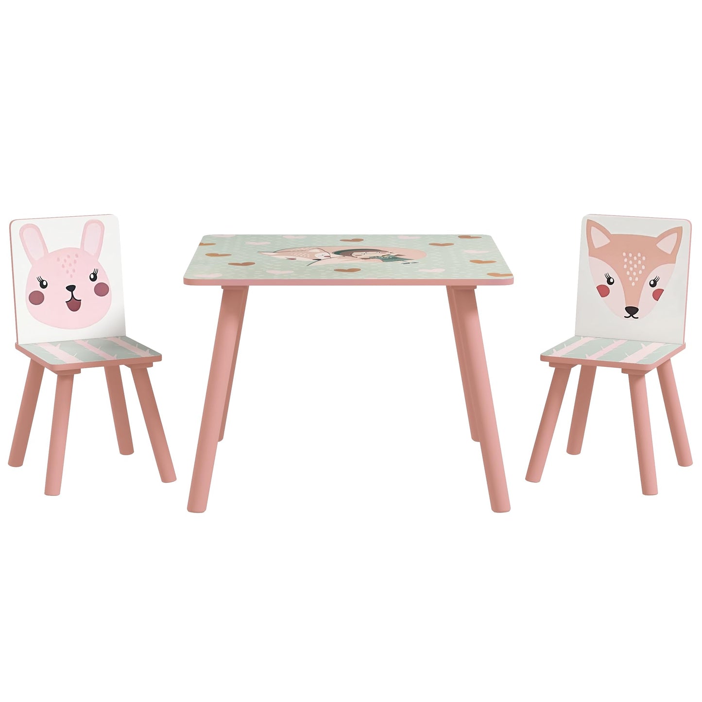 3-teilige Kindersitzgruppe mit Tiermotiv, Rosa