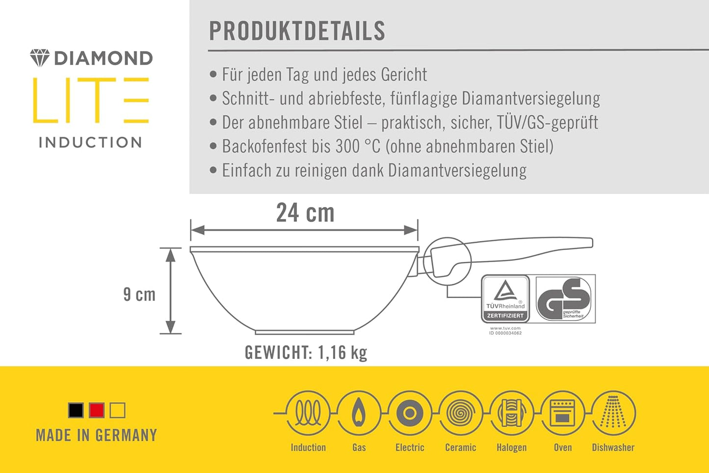 Wok- und Rührpfanne, Ø 24 cm, 9 cm hoch