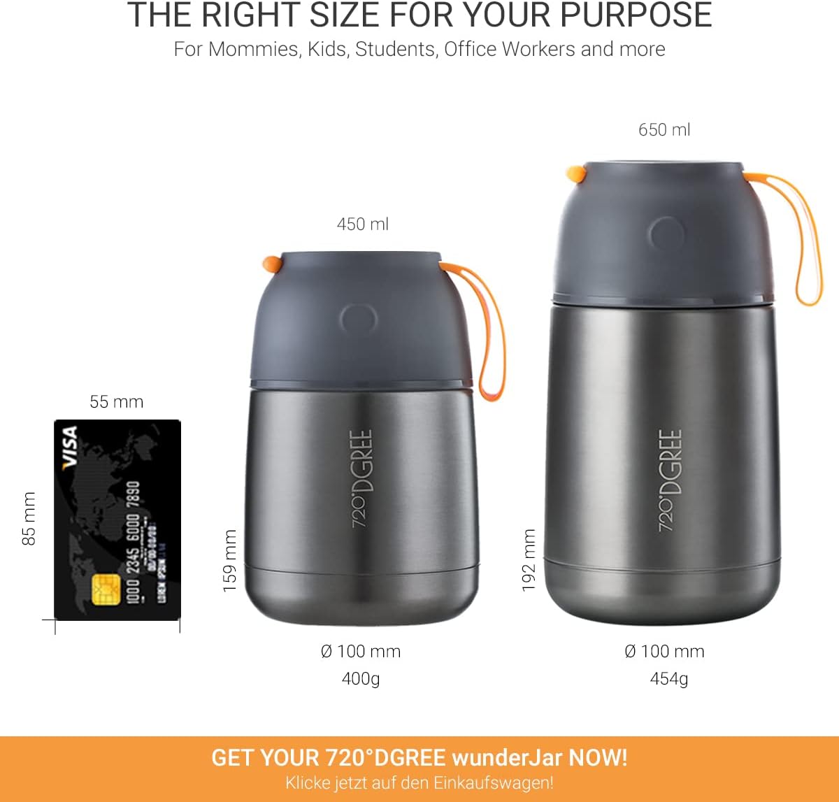 Thermobehälter für Speisen, 730ml Isolierbehälter, 730 ml Stone Gray | Grau