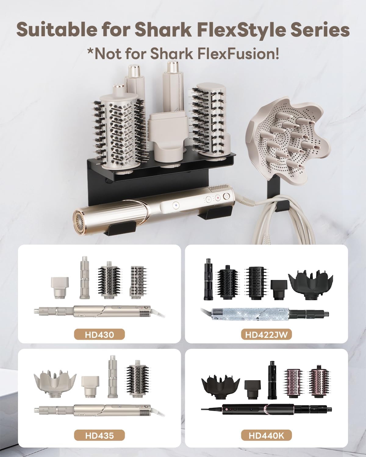 Fönhalterung für Shark Hairstyler mit Kabel- und Diffusorhalter, Td79