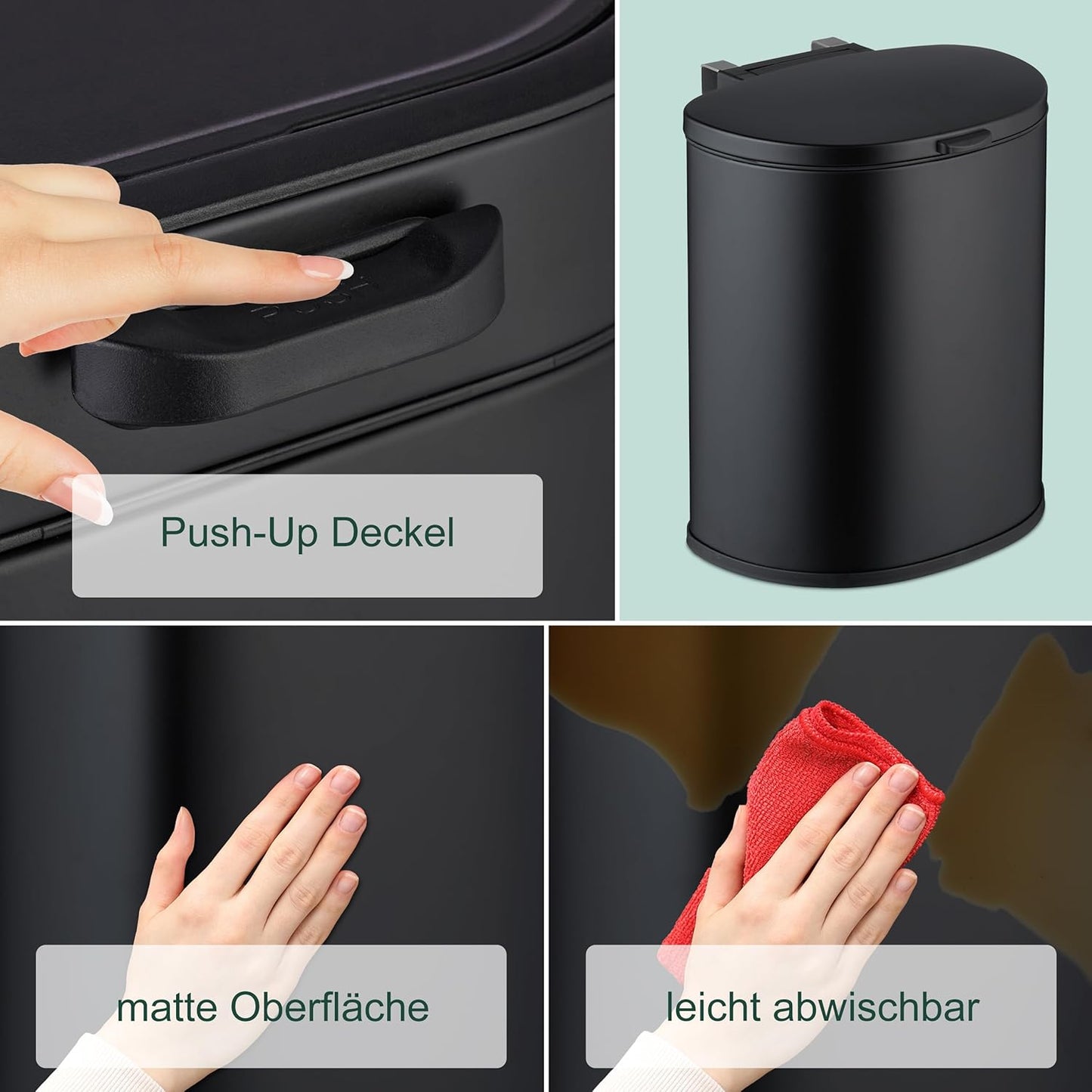 Mülleimer zur Wandmontage, schwarz