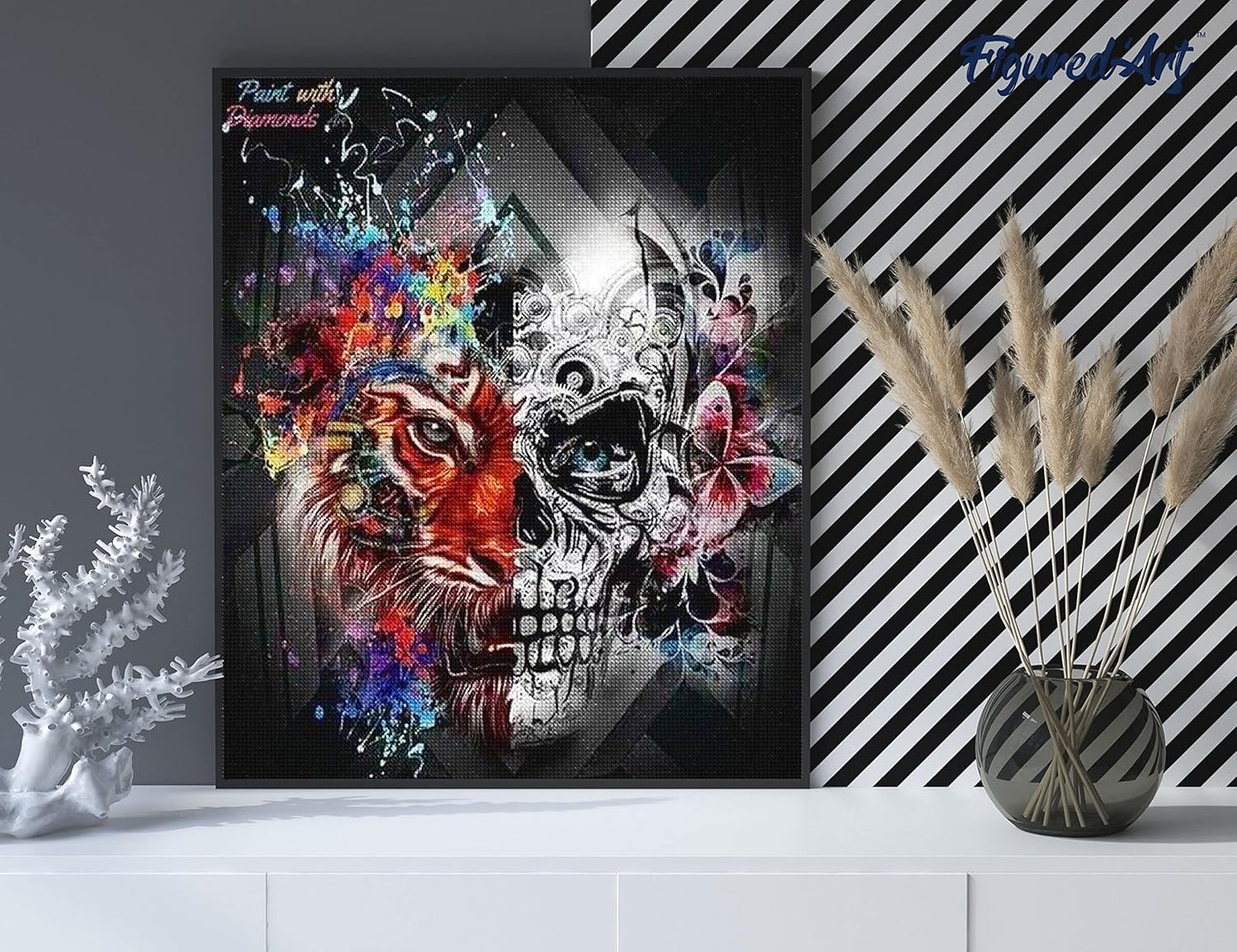 Diamond Painting, 40 x 50 cm, Löwe und Schädel 40x50cm (Ohne Rahmen)