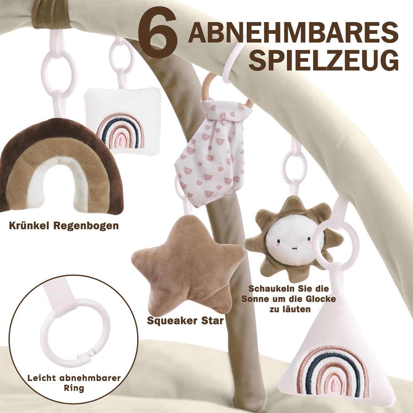 Wandelbares Baby-Spielbogen Set, Braun