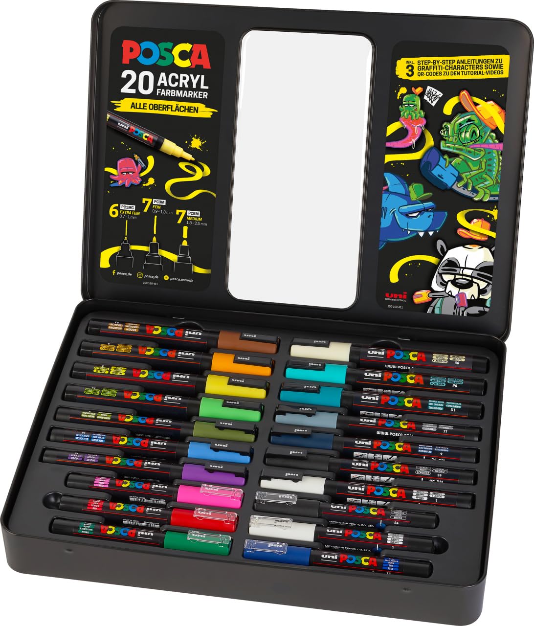 Acrylmarker Set mit Metallkoffer, 20er Set Grafitti