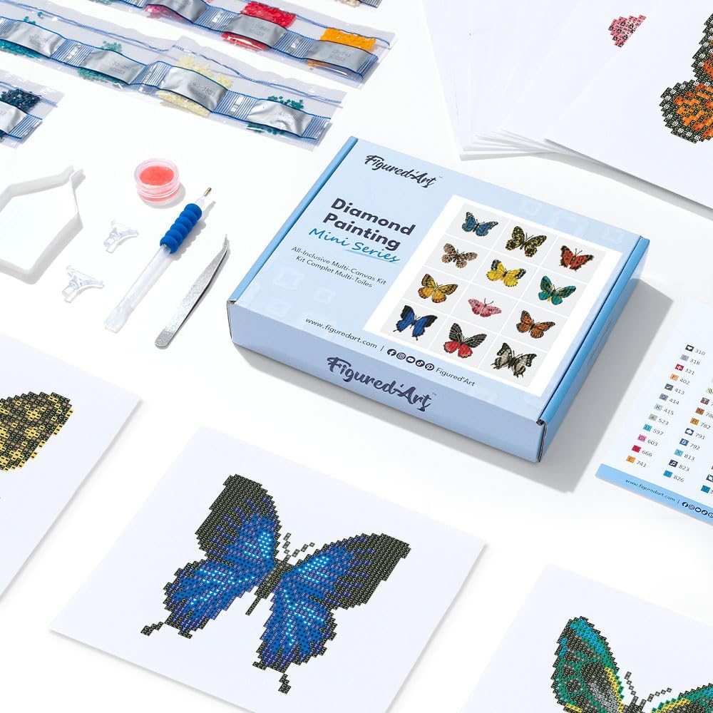 Mini Serie Diamond Painting Set mit 12 Stück, Schmetterlinge 2 PROBLEMYOUMUSTCHECK