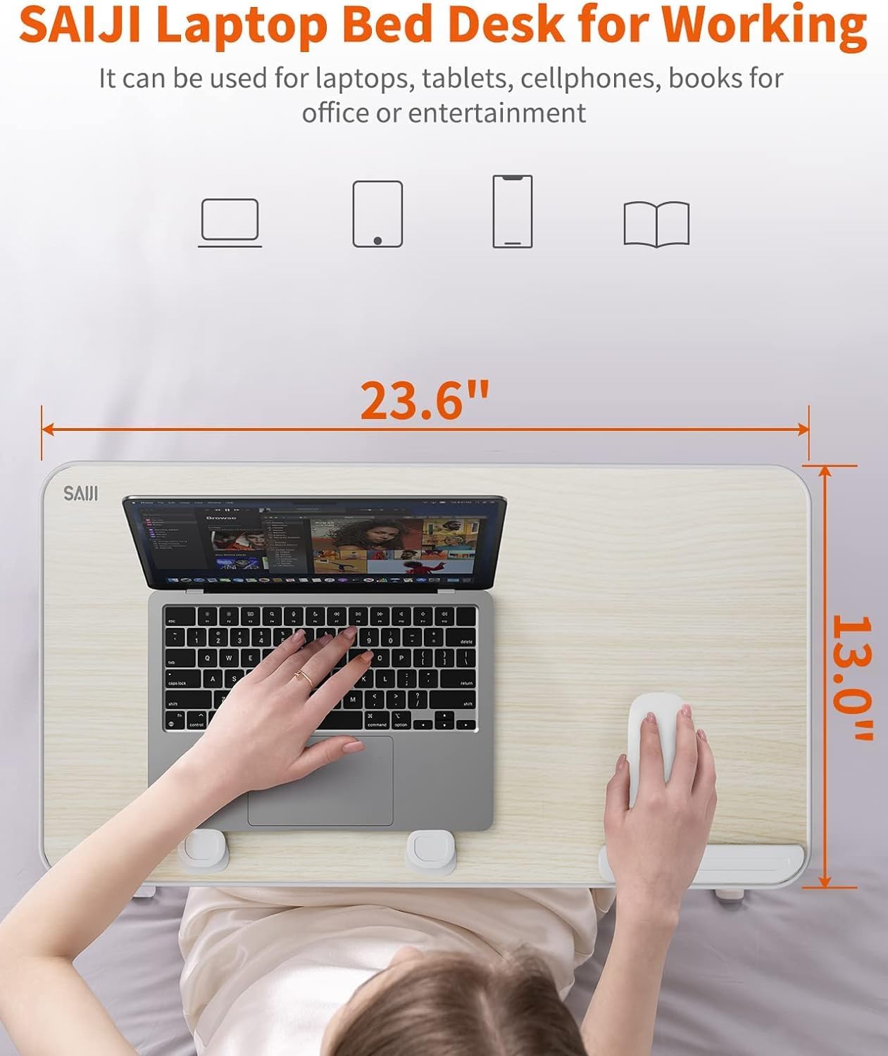 Laptop-Klapptisch mit variabler Höhe und Neigung, Teakholz 60*33 cm