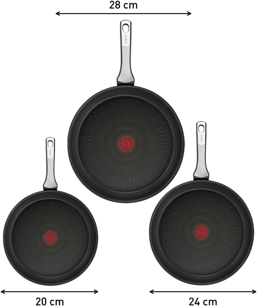 3-teiliges Pfannenset Unlimited On, Pfannenset 3-teilig Bratpfannen 20 cm/ 24 cm/ 28 cm
