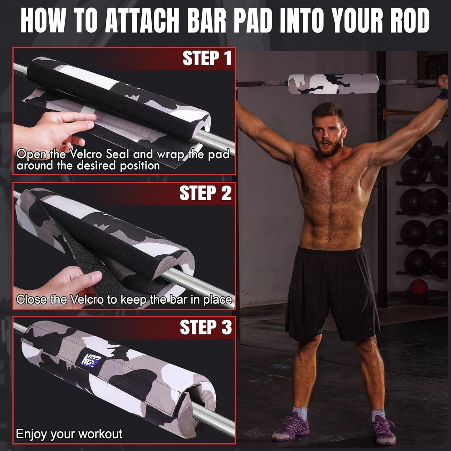 Barbell Pad, Camo Gray
