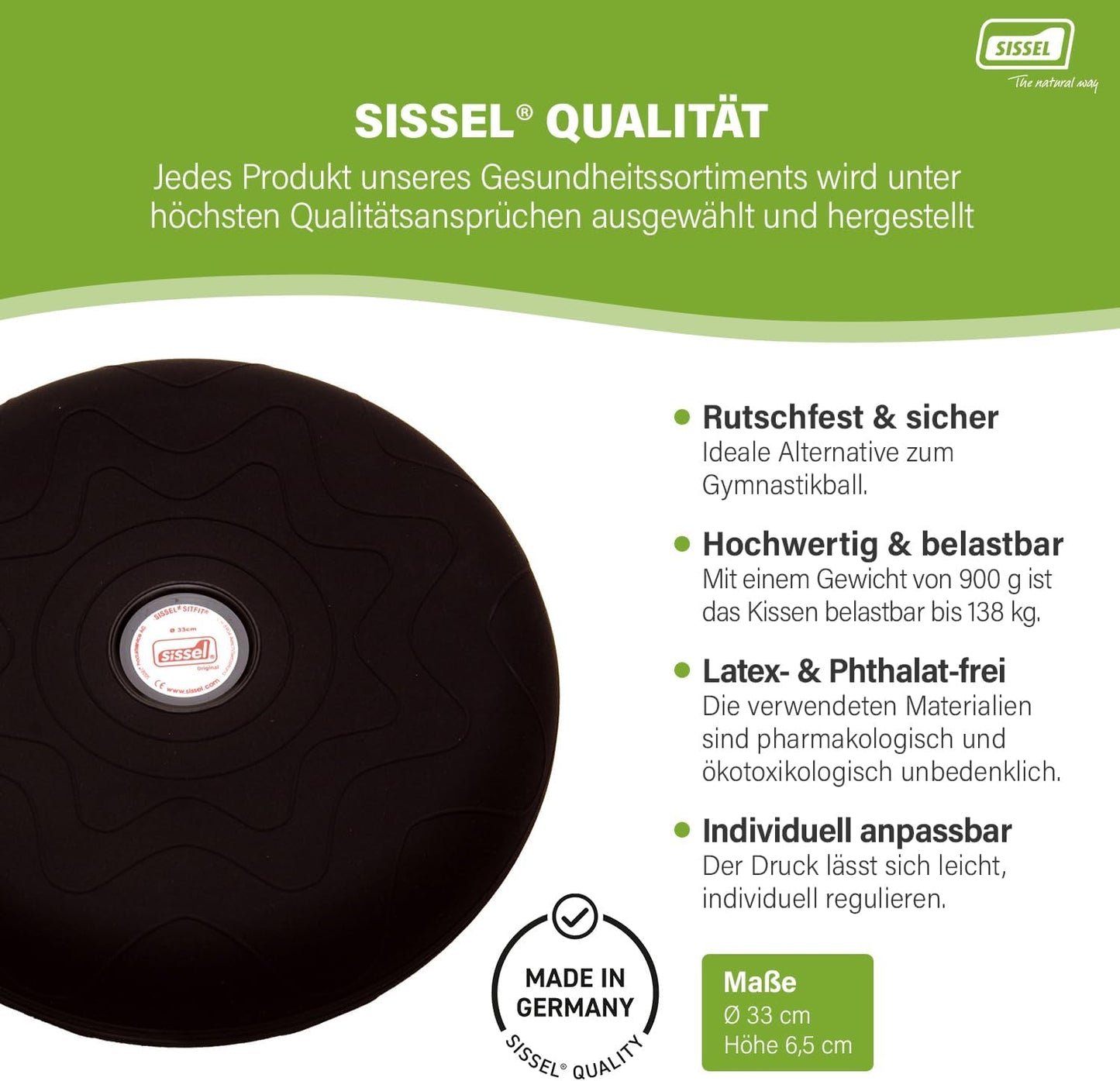 Balance Kissen Sitfit, 33 cm Schwarz
