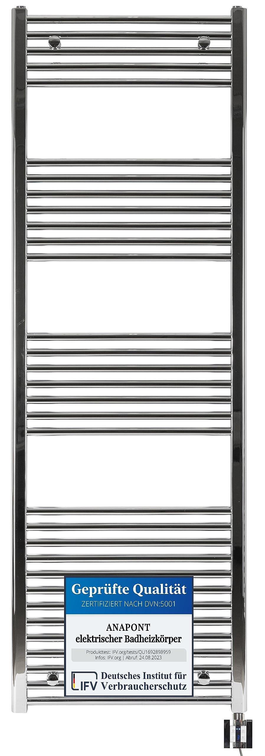 Elektrischer Badheizkörper, chrom/gerade 1775h x 500b