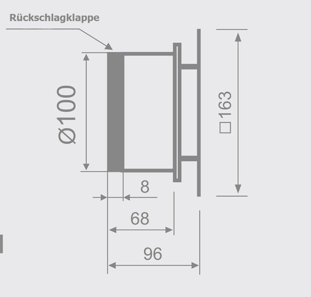 Badlüfter mit Rückschlagklappe und Glasfront