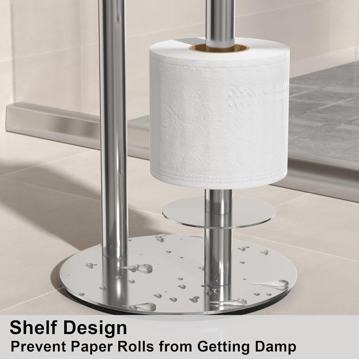 Freistehender Toilettenpapierhalter, Silber