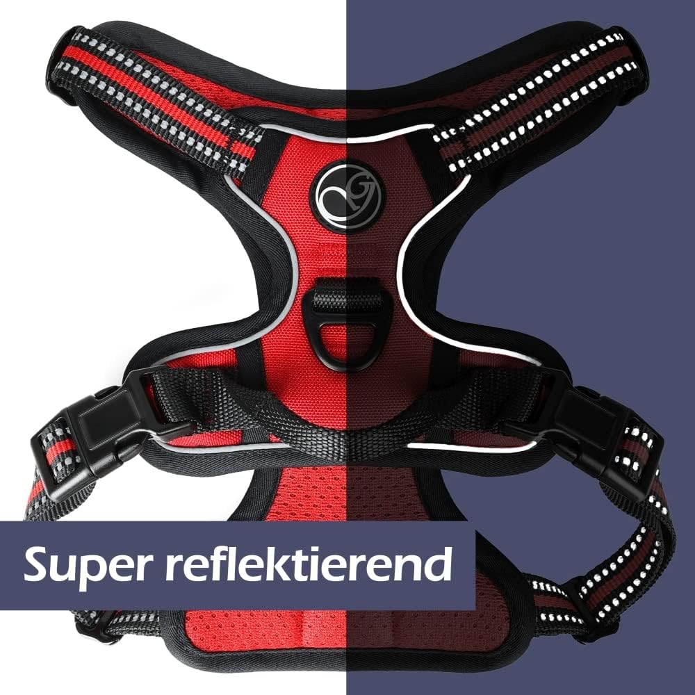 Reflektierendes Brustgeschirr, Rot|XL