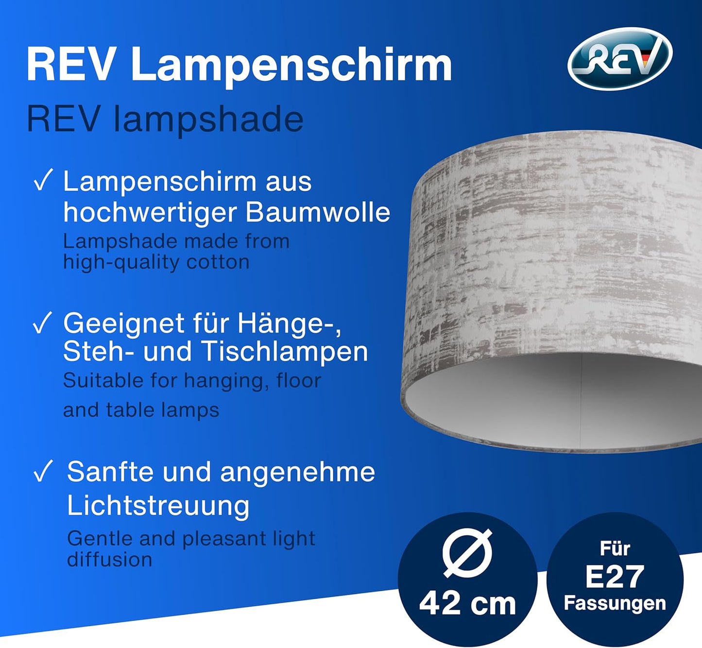 Lampenschirm im Vintage Look, Ø 42cm Grau