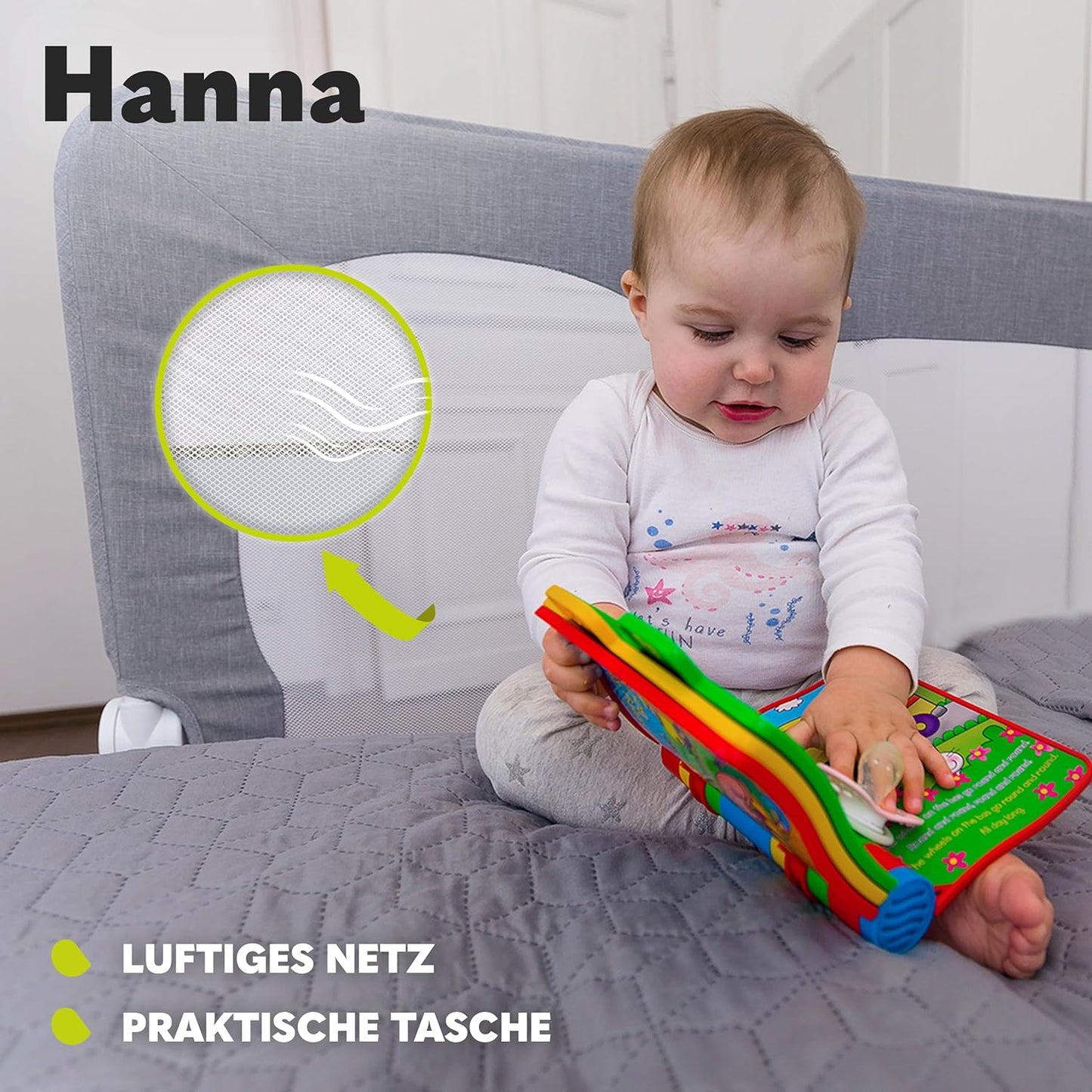 Bettgitter Rausfallschutz Hanna 150x66 cm, Grau