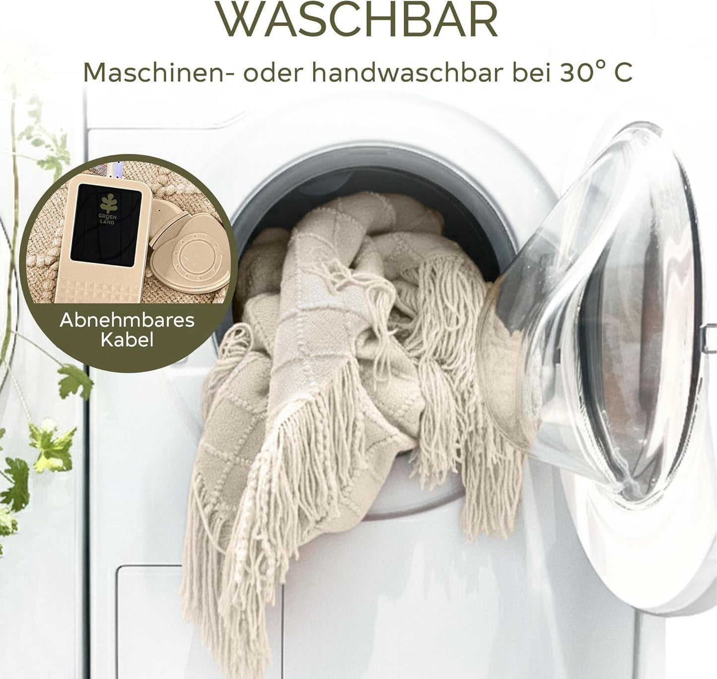 Bohem Heizdecke mit 9 Heizstufen & Timer, White Clay