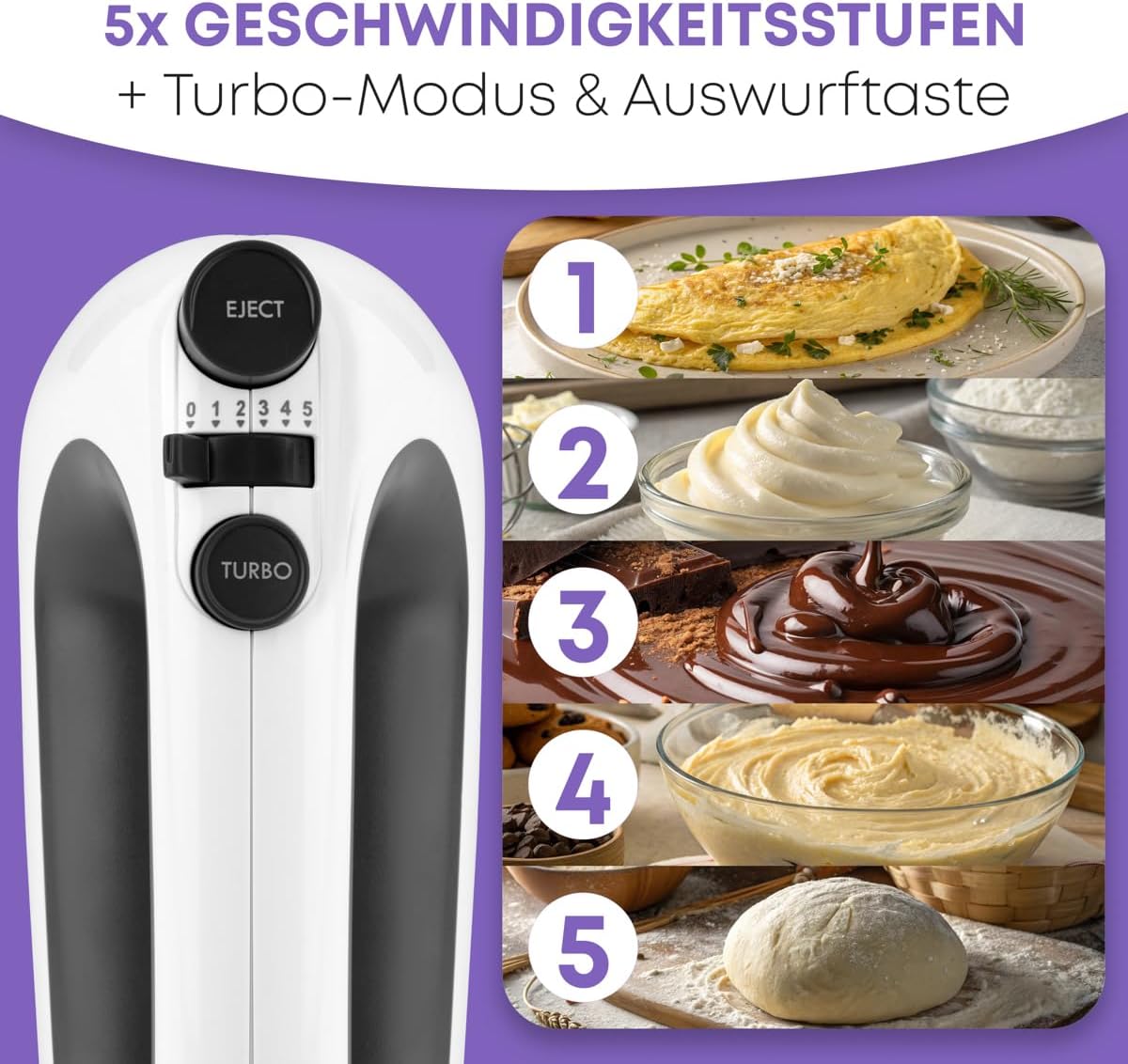 HM 3775 Handmixer, Weiß-grau 400 Watt