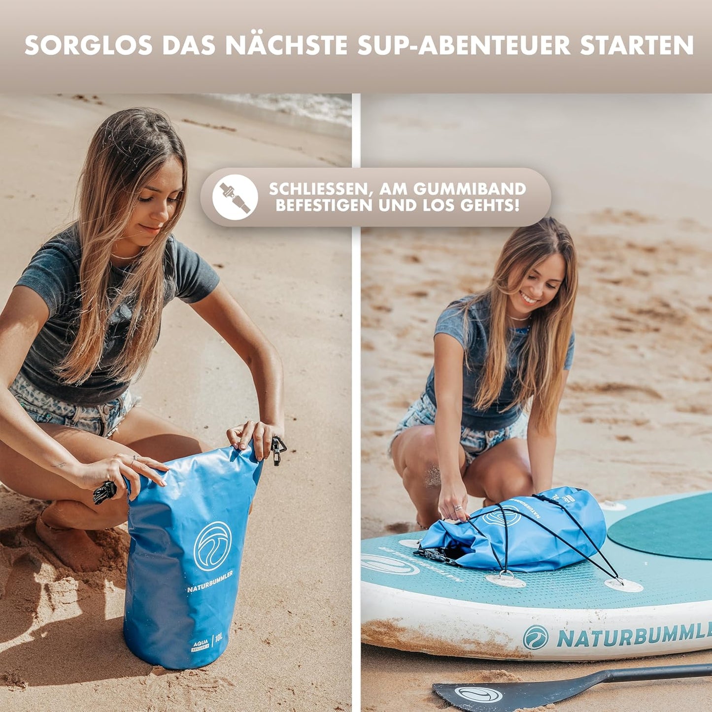 Wasserdichte Dry Bag mit Rucksackfunktion, 20 Liter Marineblau