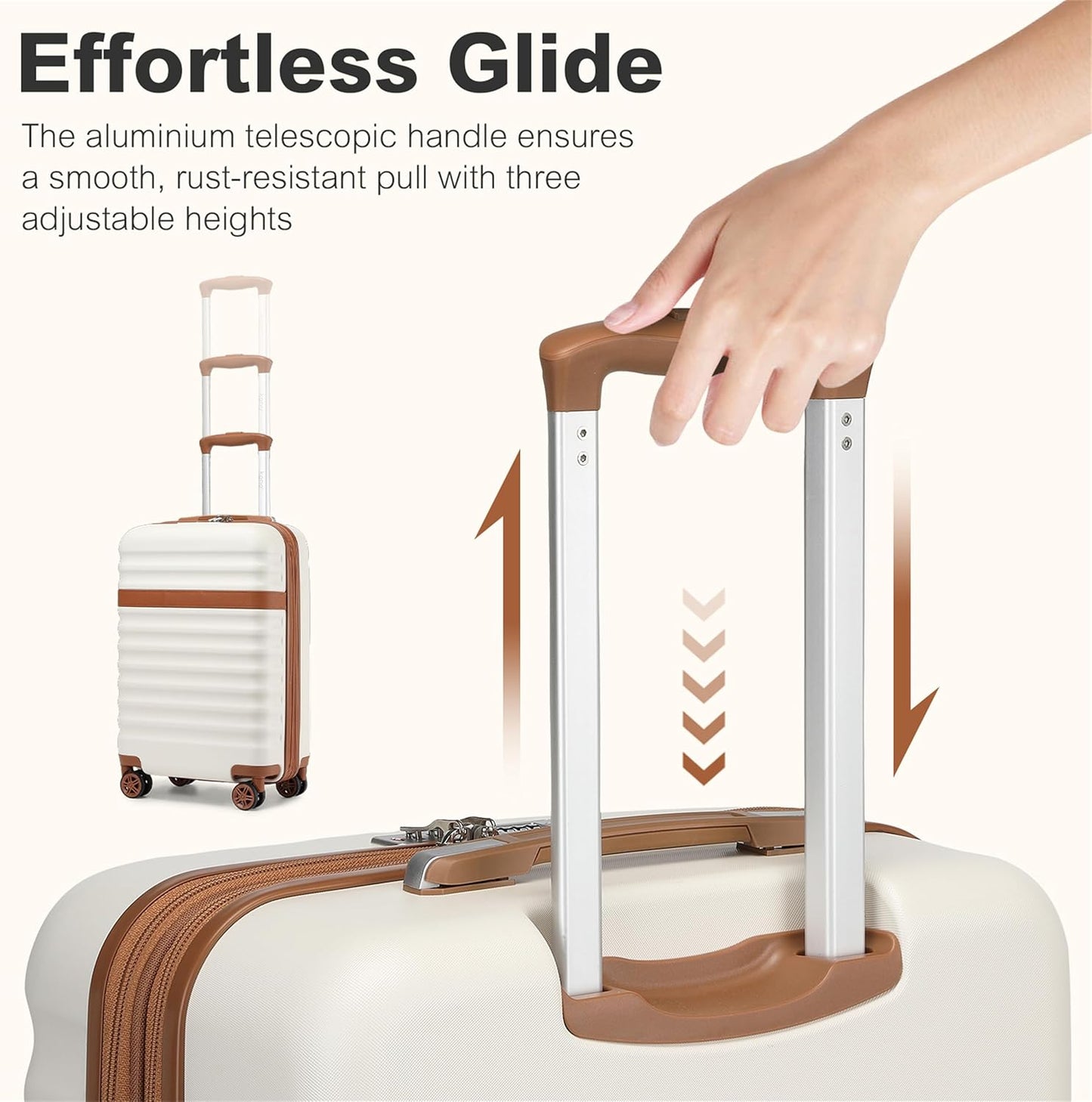 Grosser Hartschalen-Reisekoffer, Creme/Braun XL(75cm)