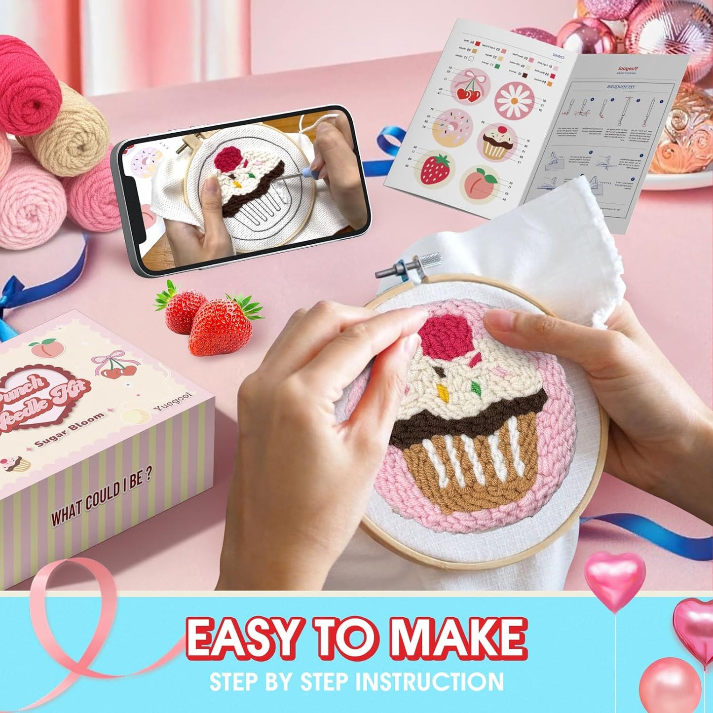 Punch-Needle-Untersetzer-Set DIY