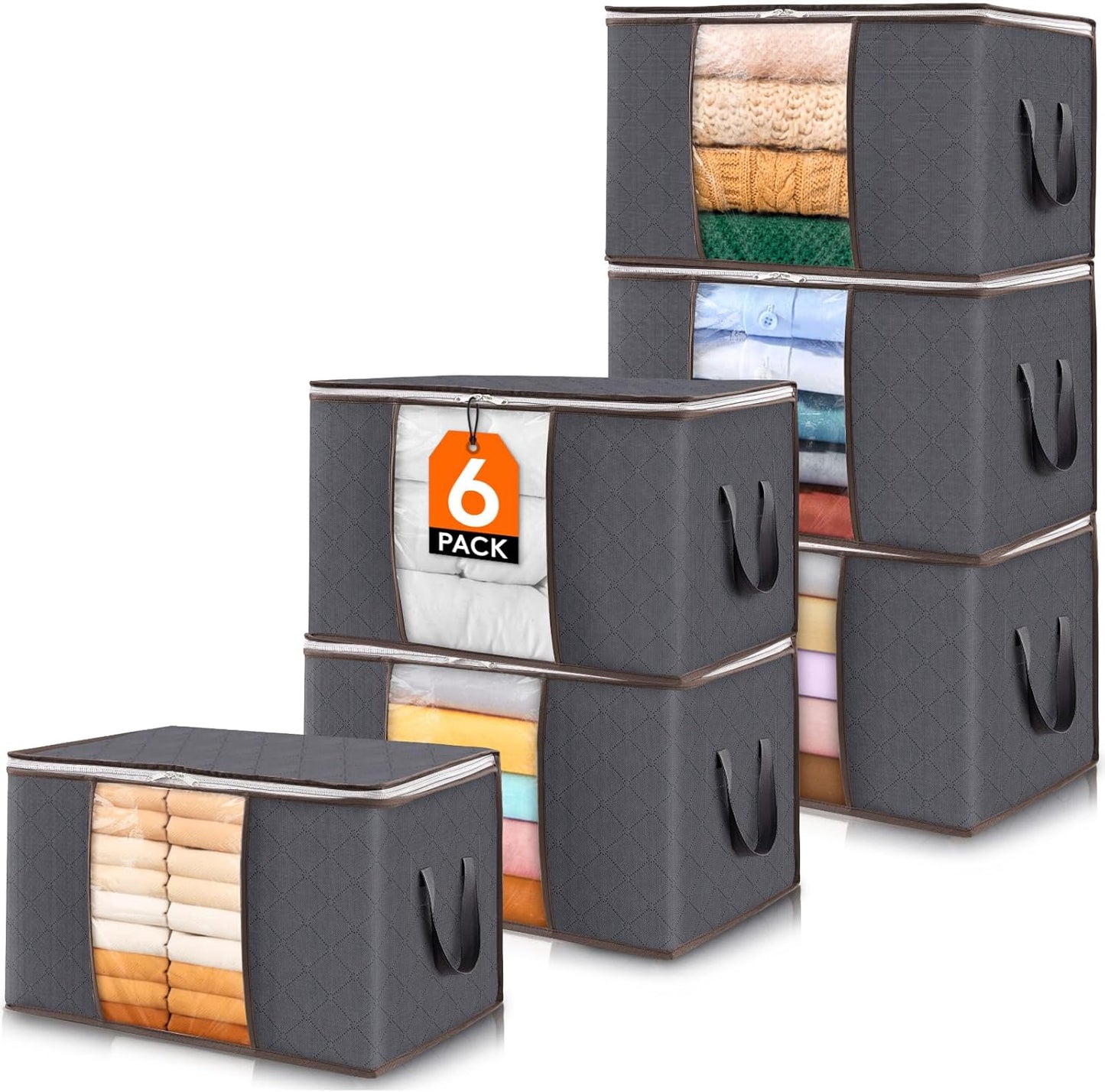 6-teiliges Aufbewahrungstaschen-Set für Kleidung, 6 60L