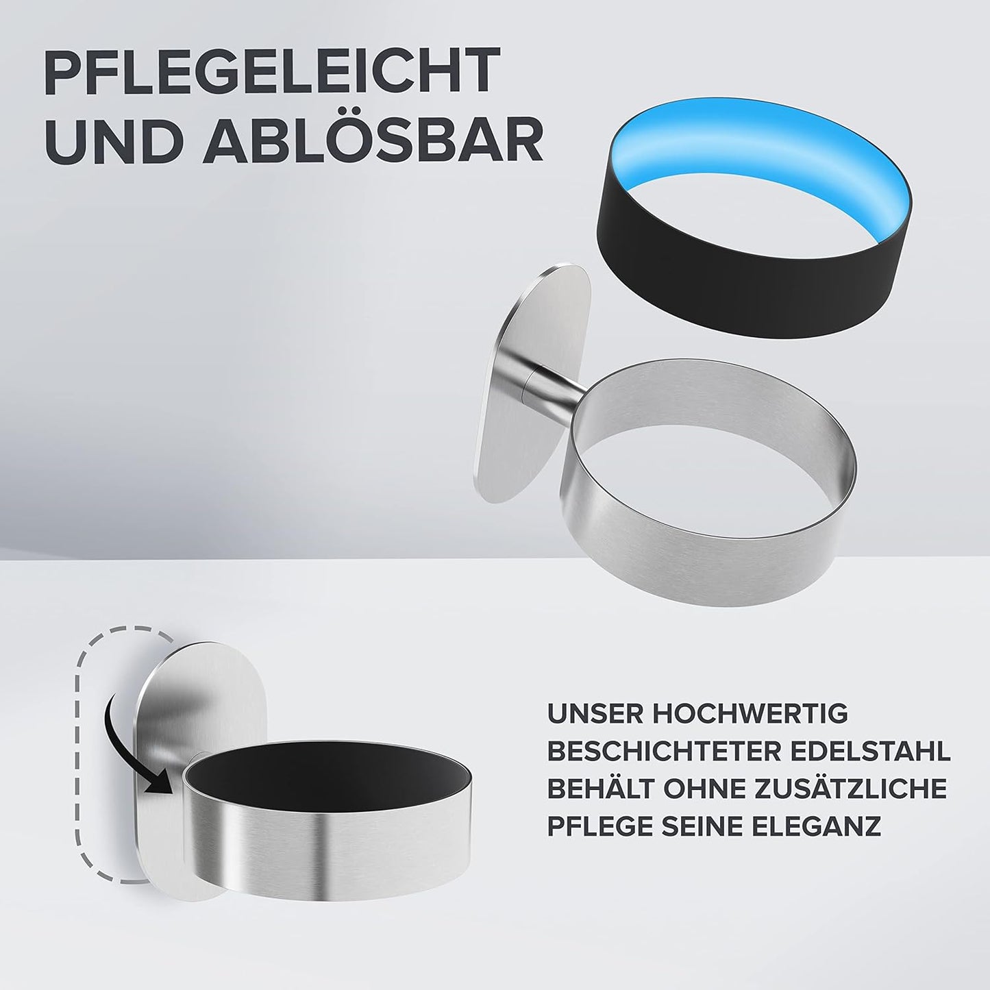 Haartrocknerhalter zur Wandmontage ohne Bohren, Silber Zum Kleben