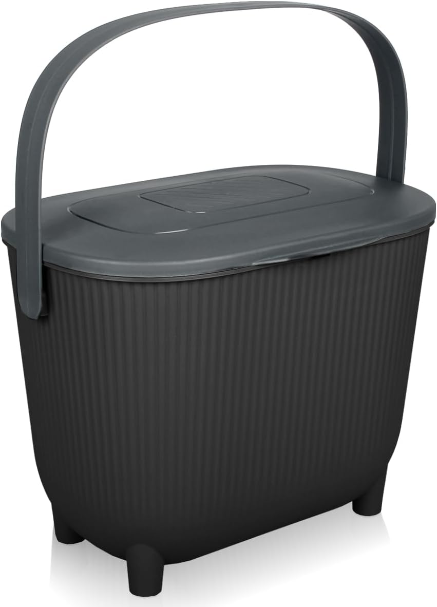 Komposteimer 10L mit Aktivkohlefilter, Schwarz/Dunkelgrau