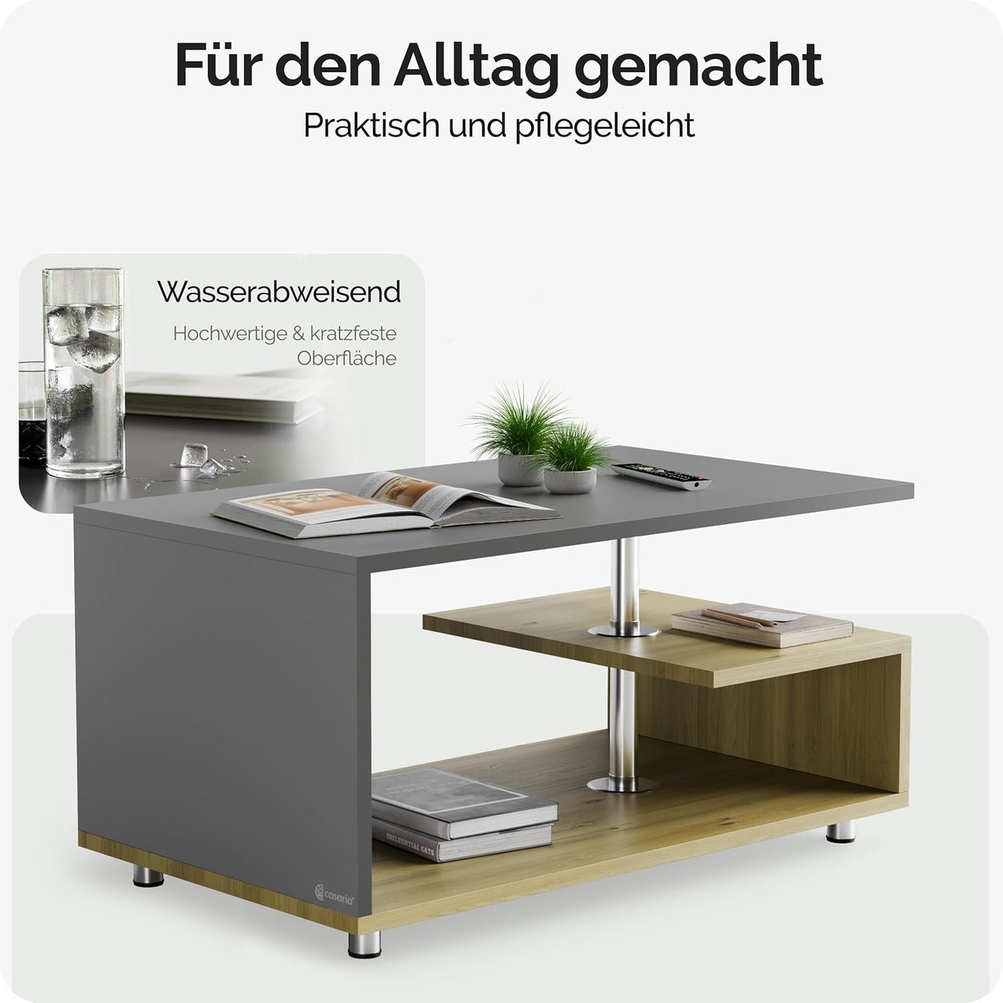 Couchtisch Orlando, Holz-grau
