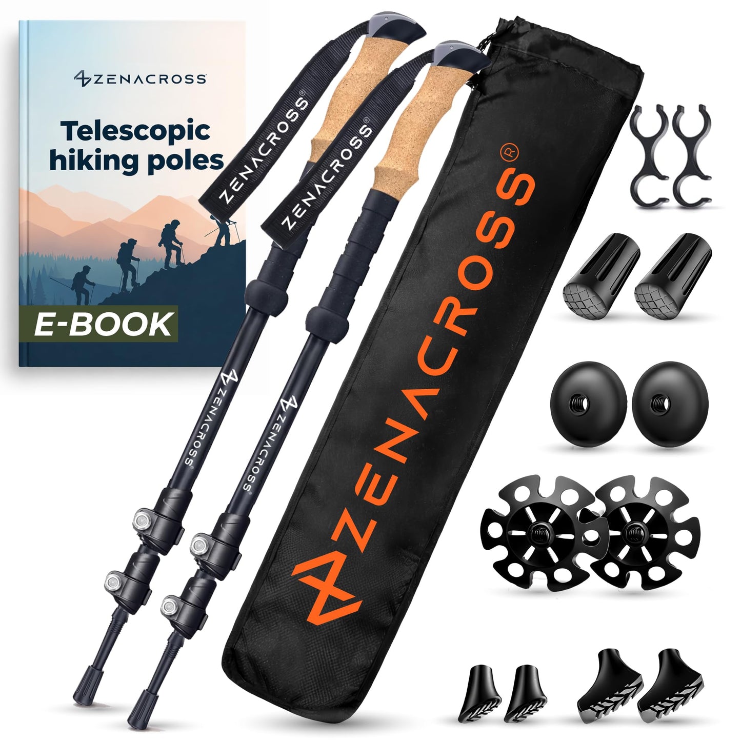 Trekkingstöcke mit Korkgriff, Aluminium