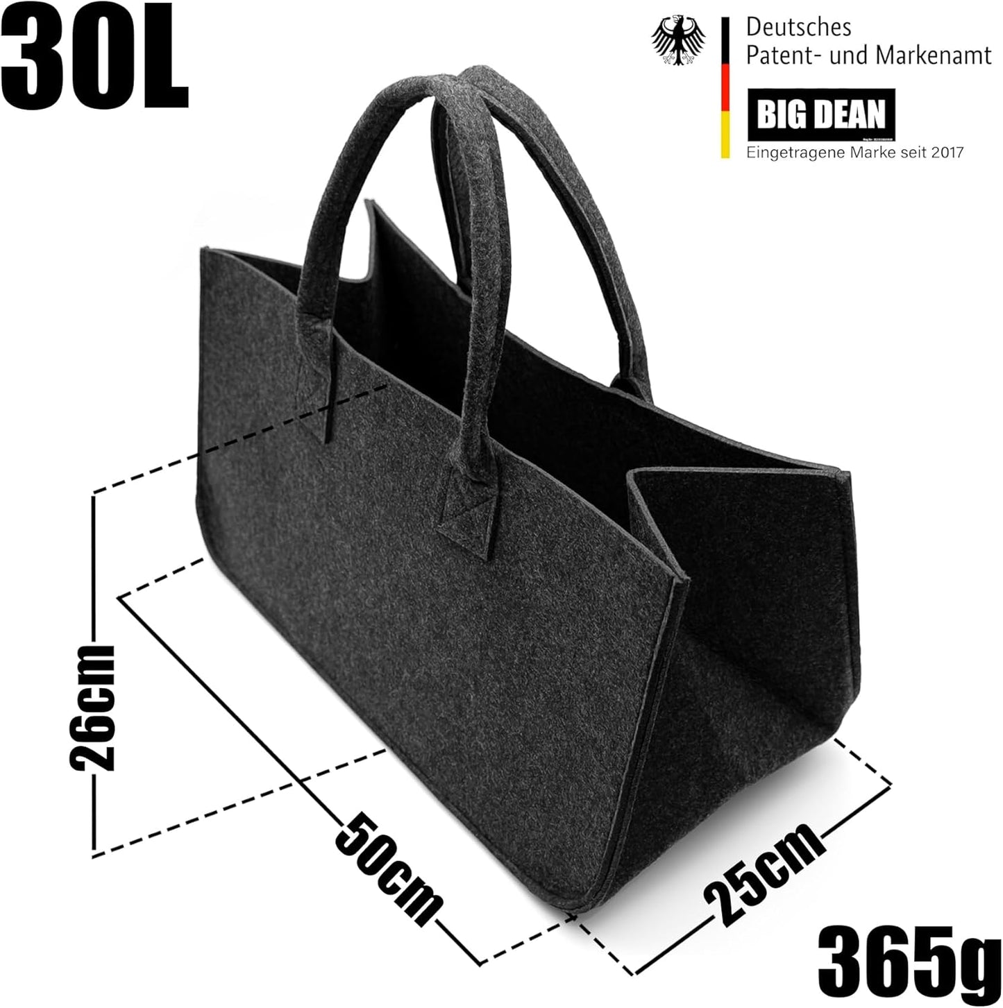 Filztasche für Kaminholz, 3 stück Anthrazit