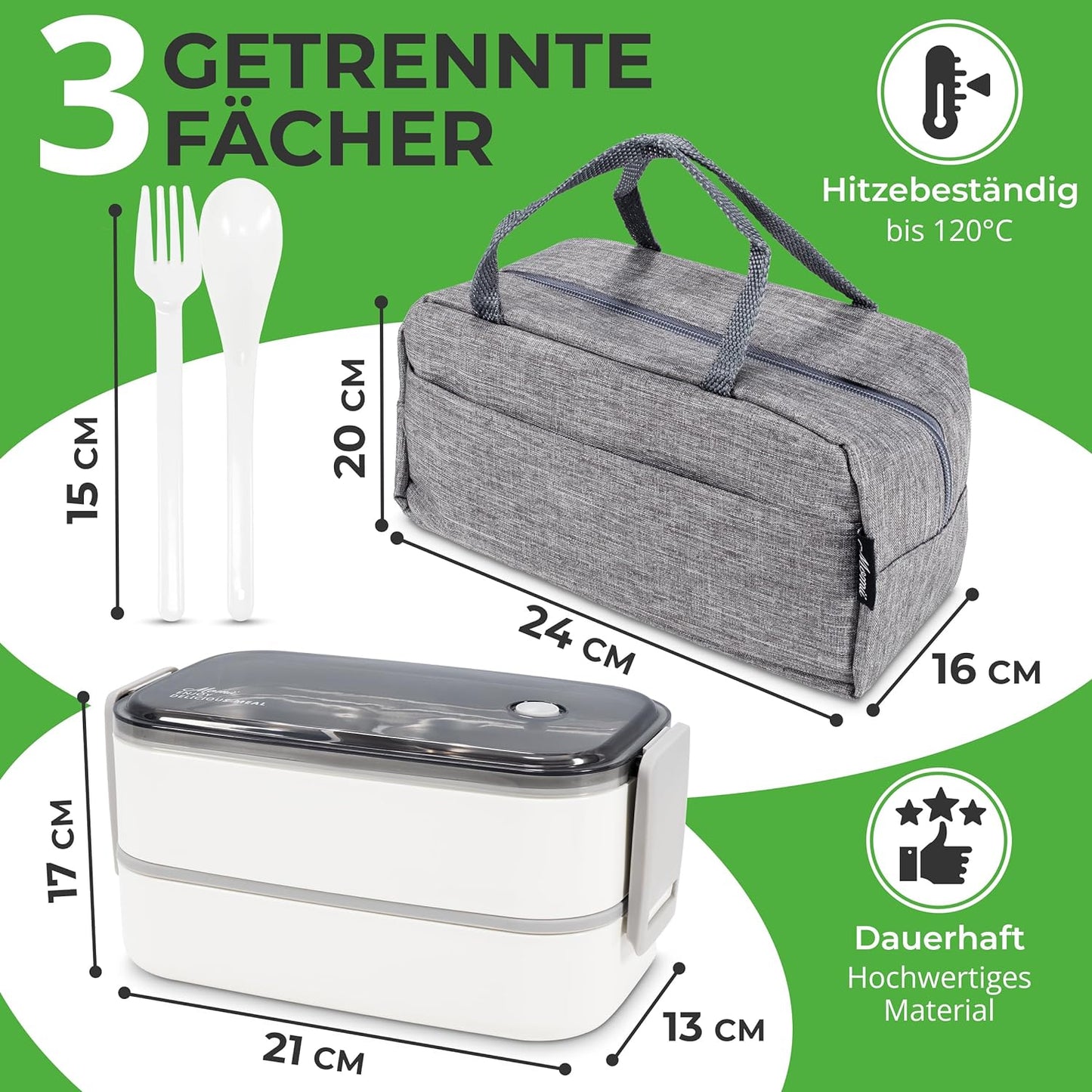 Premium Lunchbox mit Tragetasche, Weiss