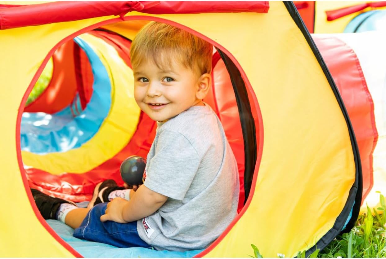 3-teiliges Pop-Up Kinderspielzelt mit Tunnel