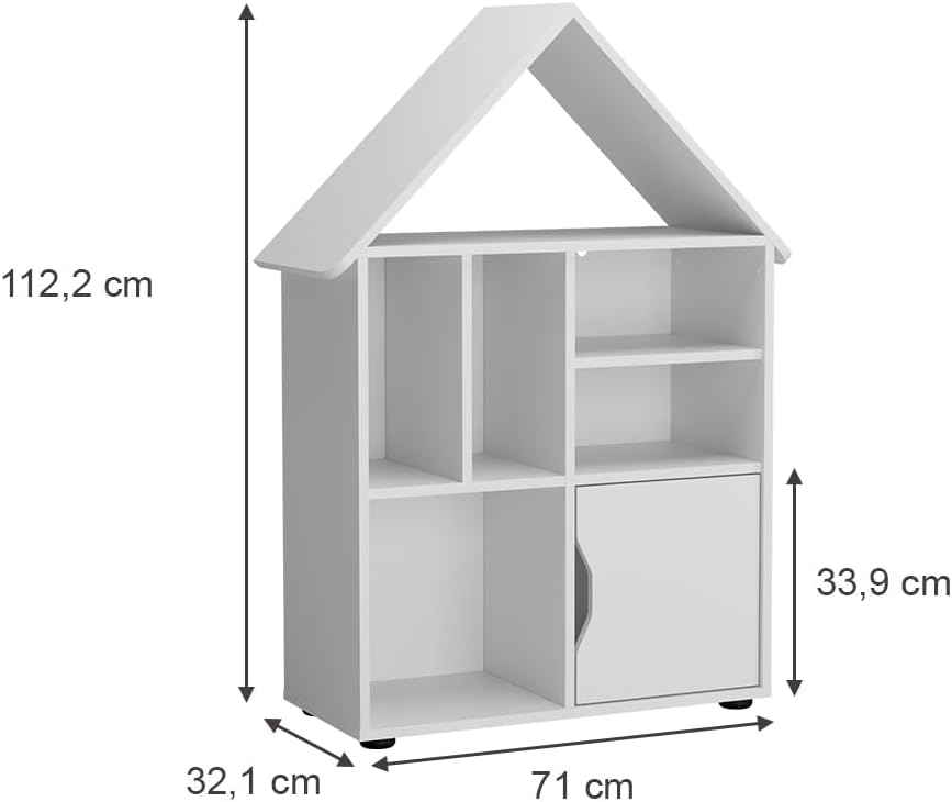 Kinderregal Estell, Weiss 112 cm, ohne Türen