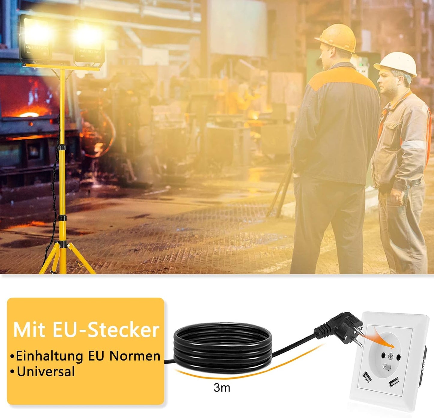 LED-Baustrahler mit Stativ, Kaltweiss 200W, mit Stativ