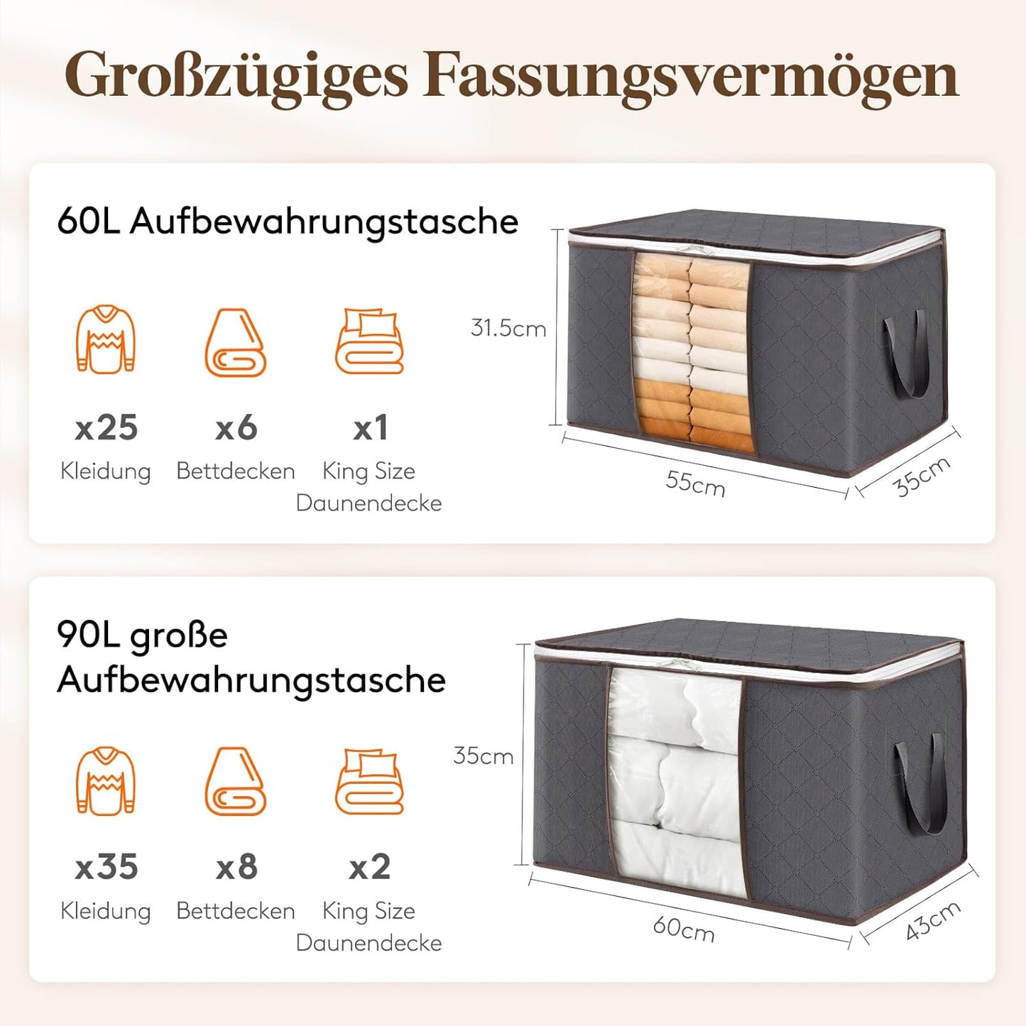 6-teiliges Aufbewahrungstaschen-Set, 6 90L