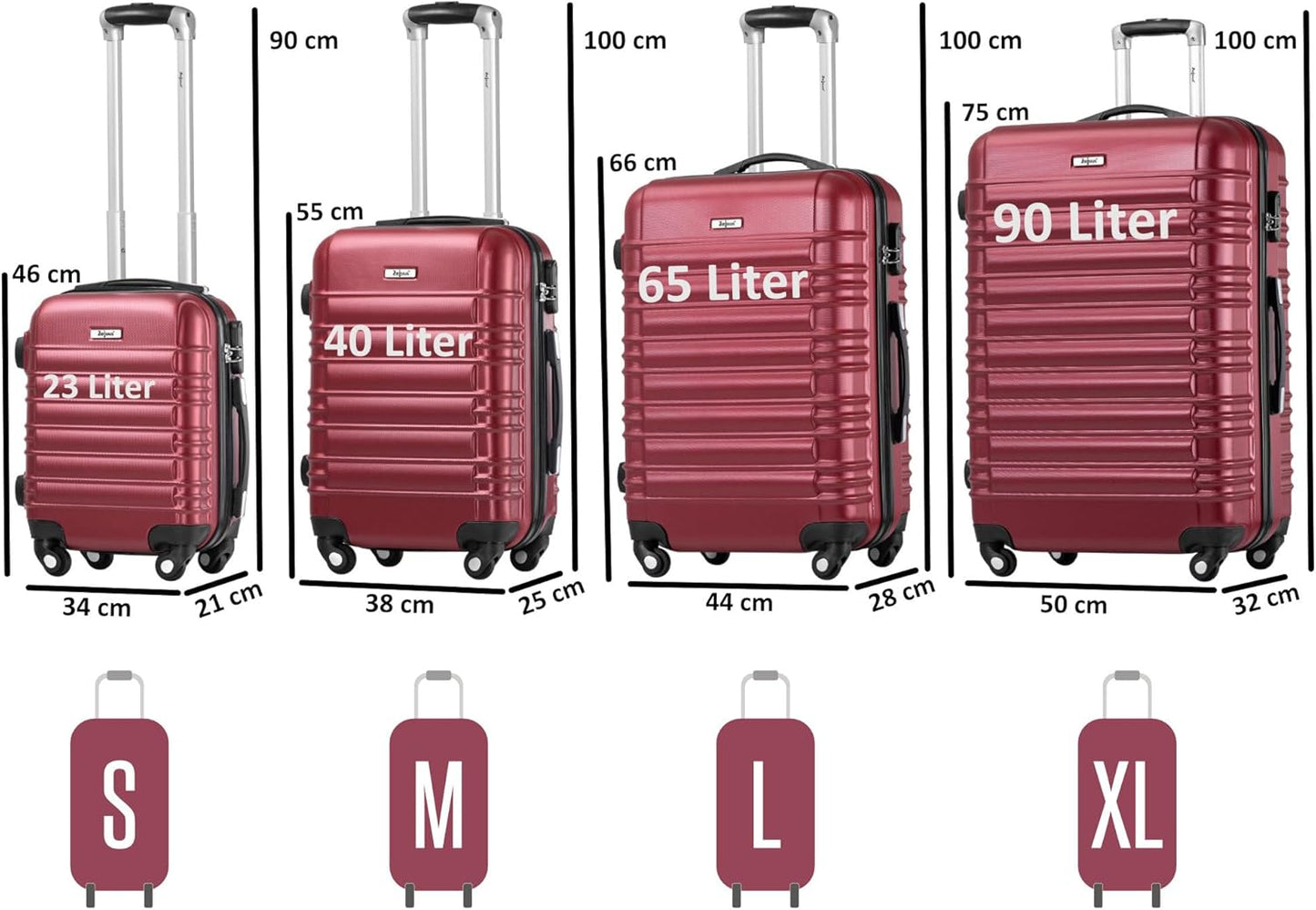 4-tlg. Hartschalenkoffer Set, Rot