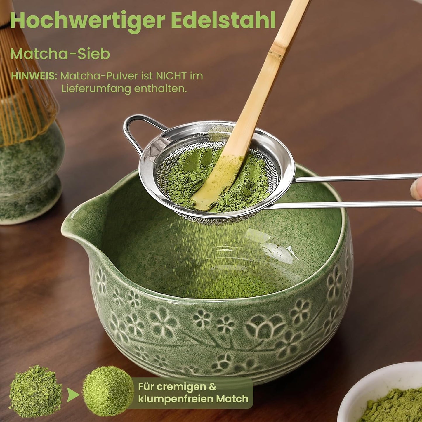 7-teiliges Matcha-Teeset, Grün