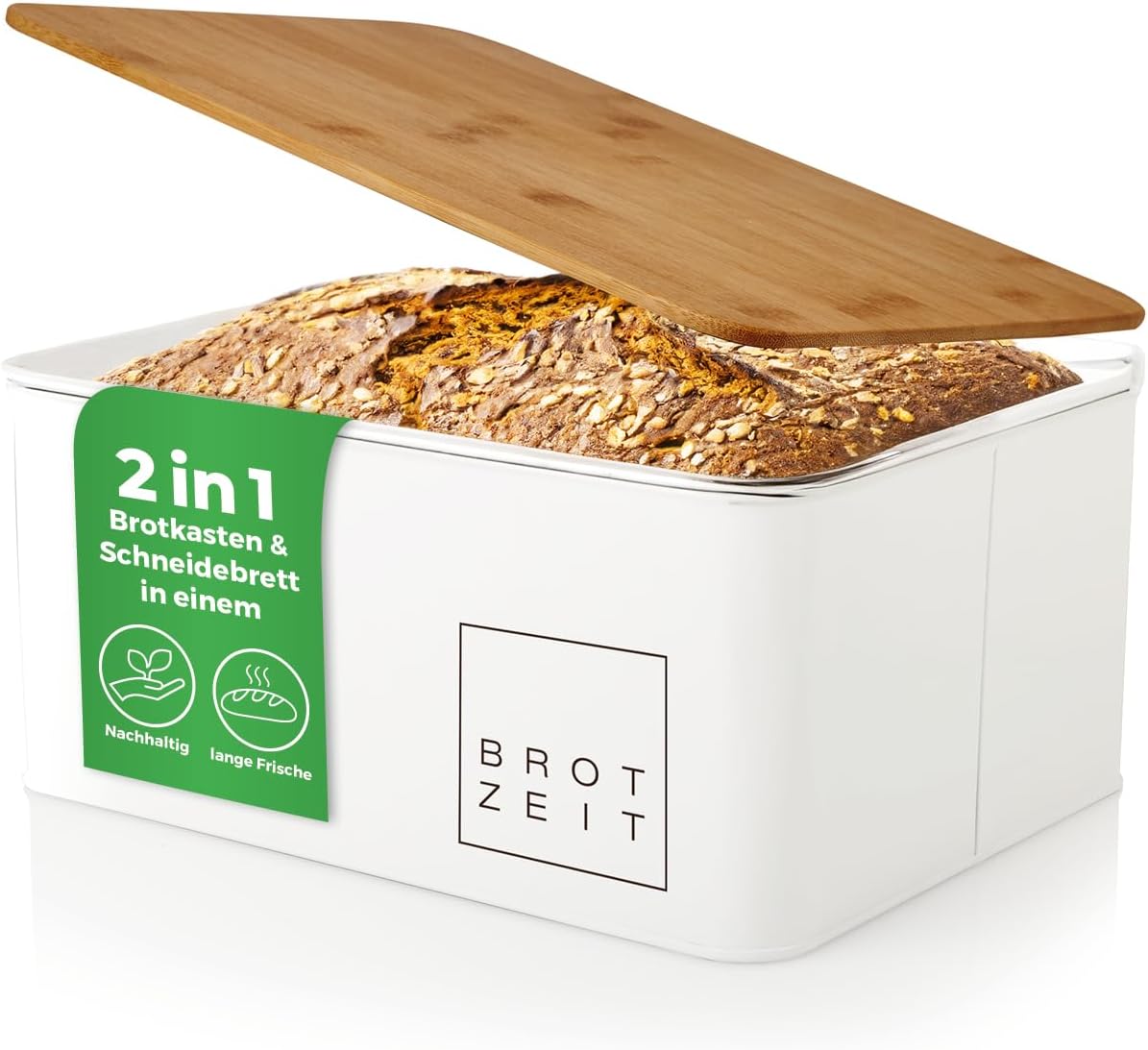 Cuisine Brotkasten mit Schneidebrett, Weiss