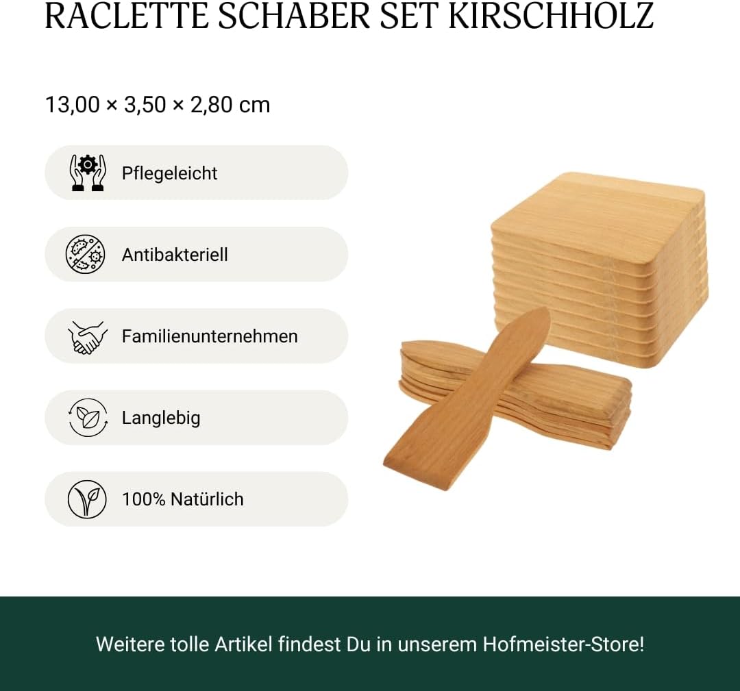 Raclette-Set aus Kirschholz Brettchen und Raclette-Schaber