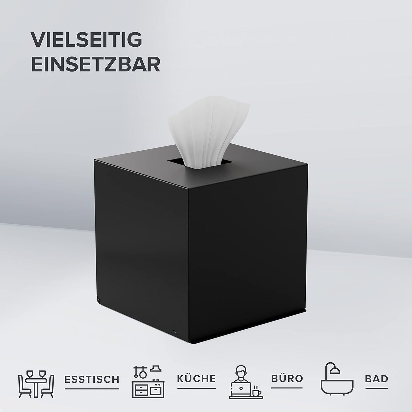 Quadratische Kosmetiktücher-Box, Schwarz