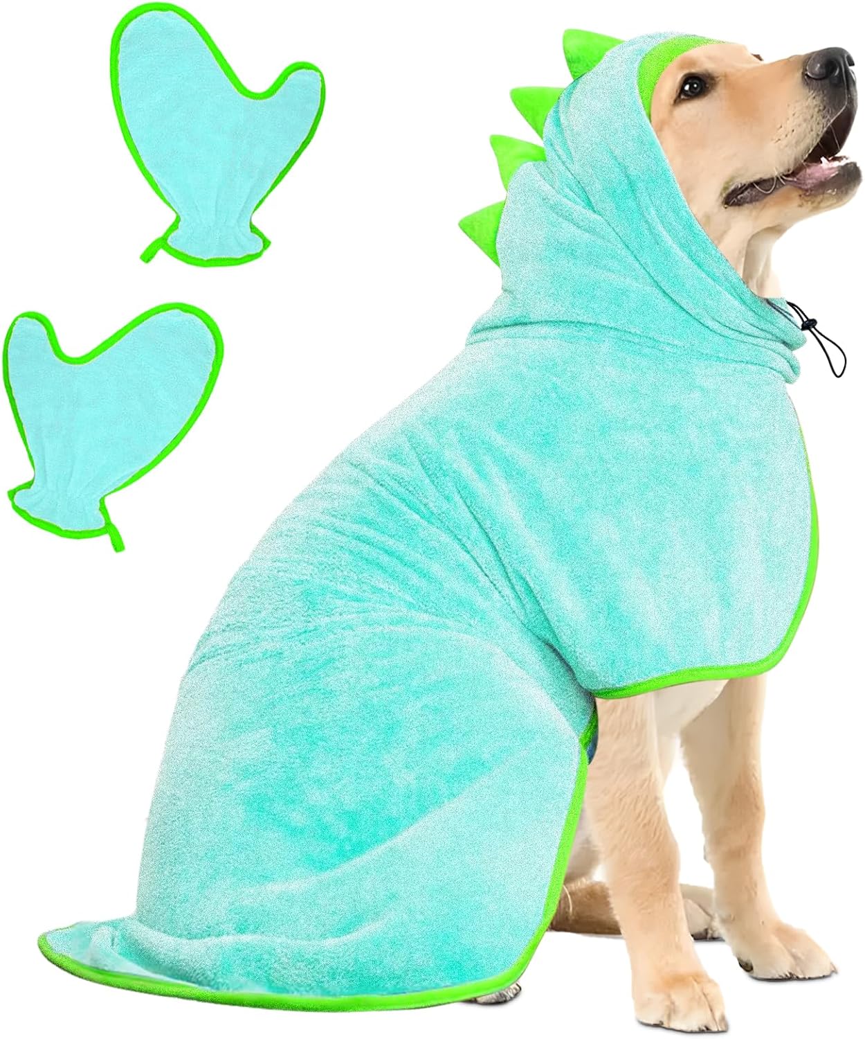 Hundebademantel mit Handschuhen, XL Blau